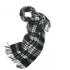 Start2Finish check lambswool scarf with black and white woven pattern, showcasing its soft, textured fabric and stylish design.