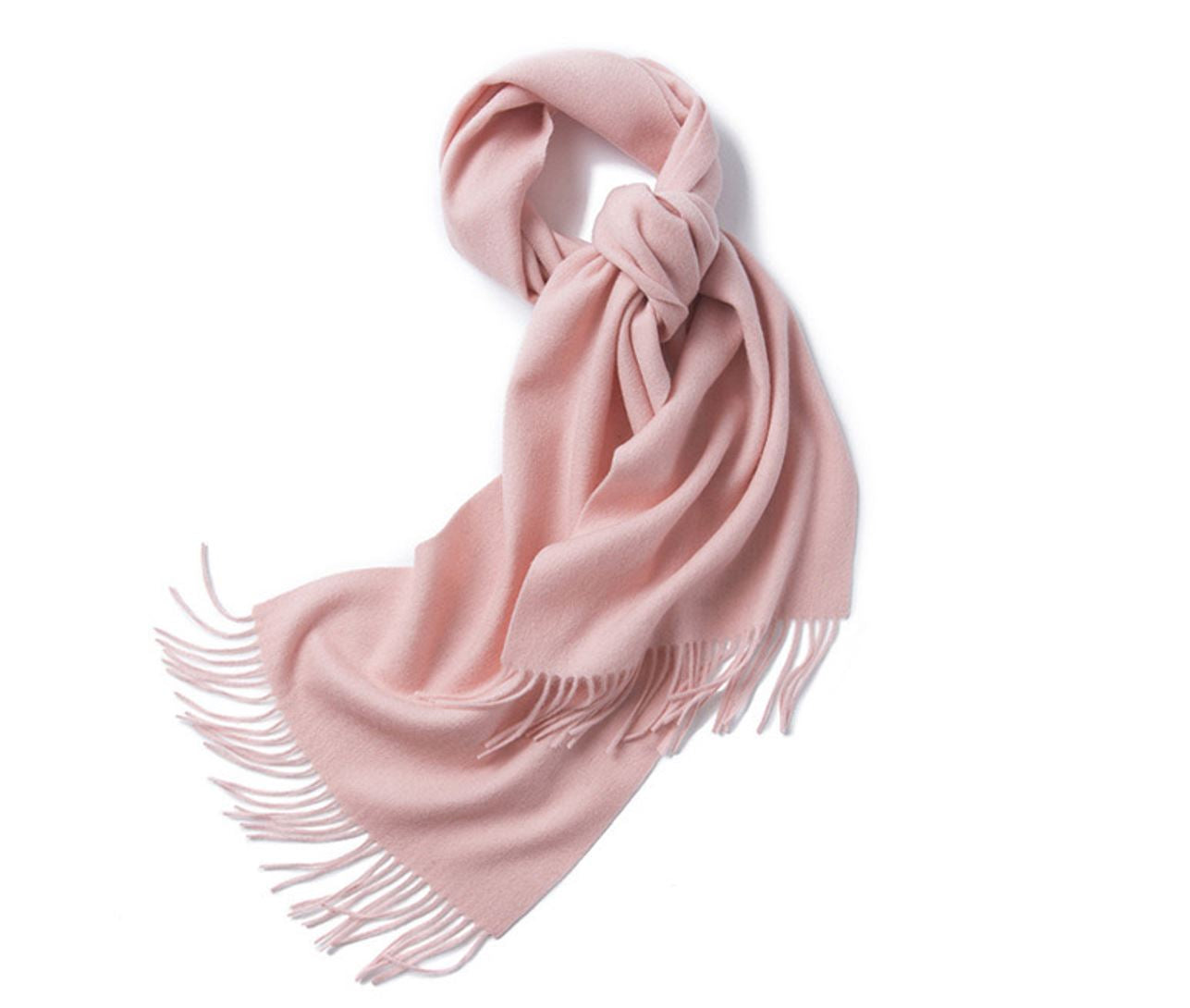 Start2Finish pink woven lambswool scarf with plain design, soft and cozy winter apparel accessory.