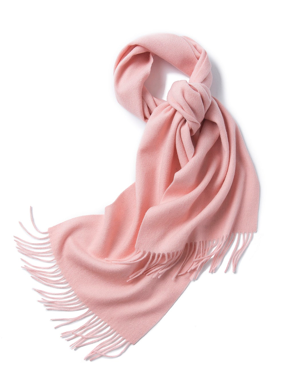 Pink Lambswool scarf with woven plain design, soft and cozy apparel by Start2Finish shown in the image.