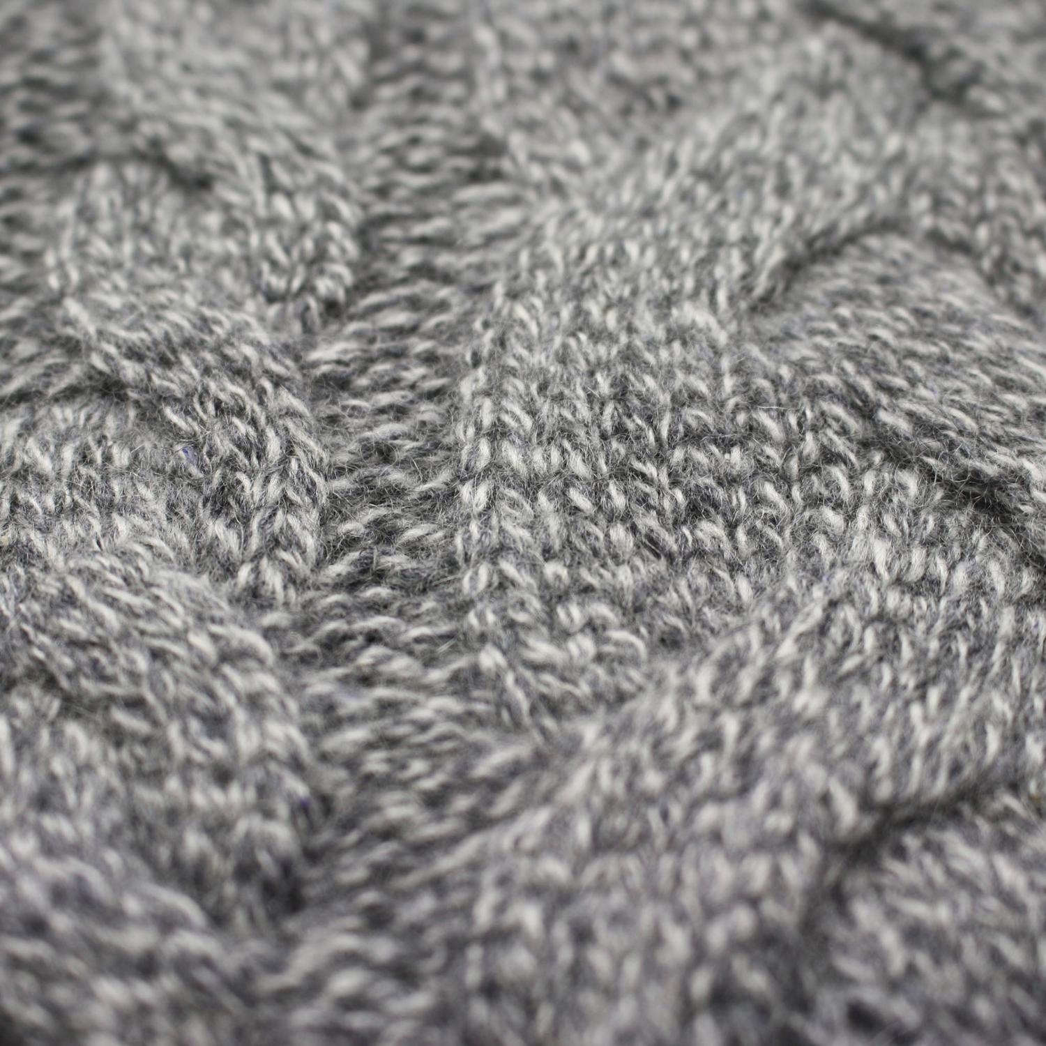 Grey Heather Cashmere Double Cable Scarf by Start2Finish, featuring a cozy, textured knit pattern in soft cashmere fabric.