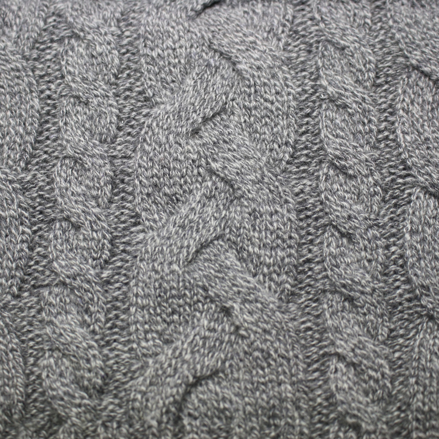 Grey Heather Cashmere Double Cable Scarf from Start2Finish featuring a cozy, textured knit pattern in soft grey tones.