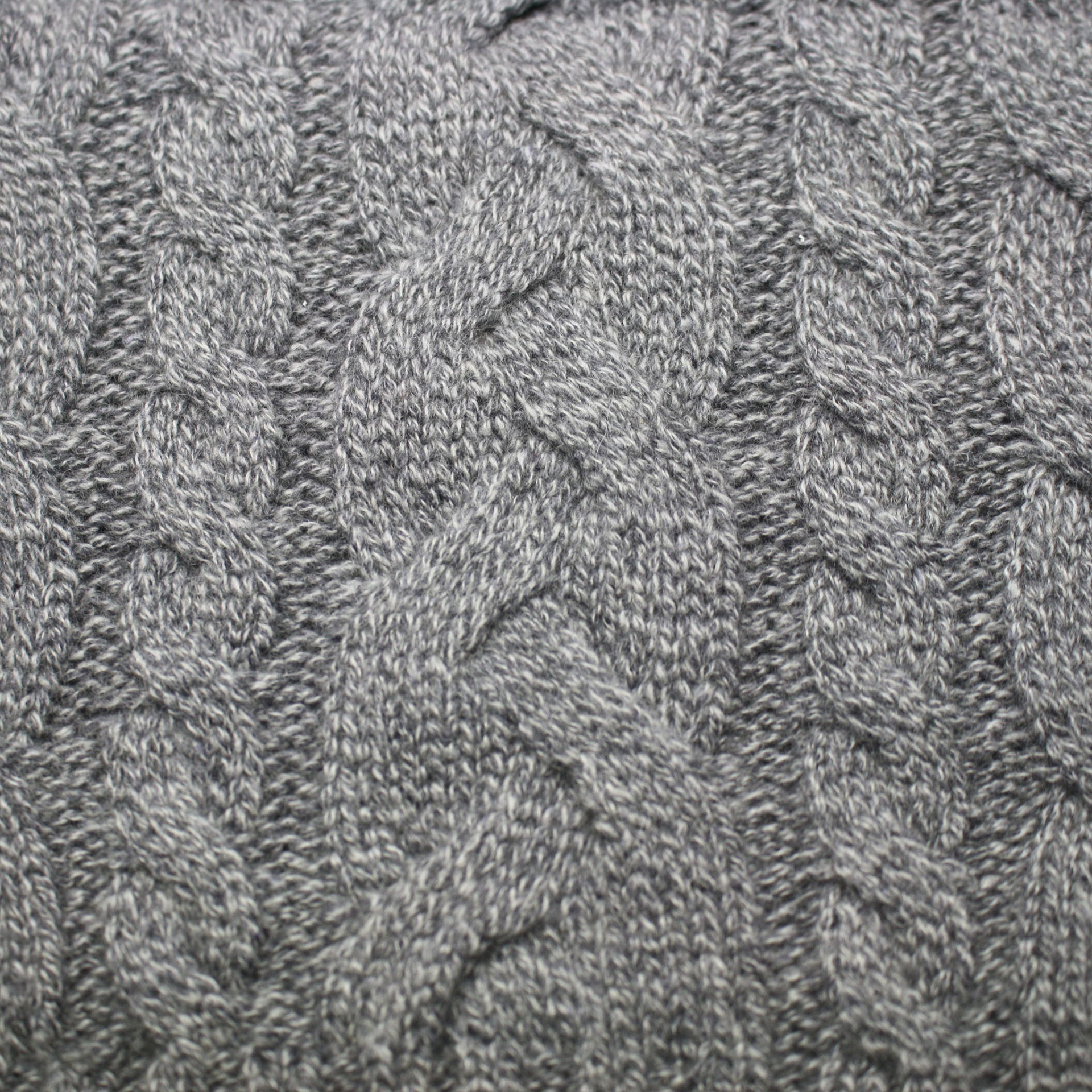 Grey Heather Cashmere Double Cable Scarf from Start2Finish featuring a cozy, textured knit pattern in soft grey tones.