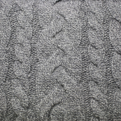 Grey Heather Cashmere Double Cable Scarf from Start2Finish featuring a cozy, textured knit pattern in soft grey tones.