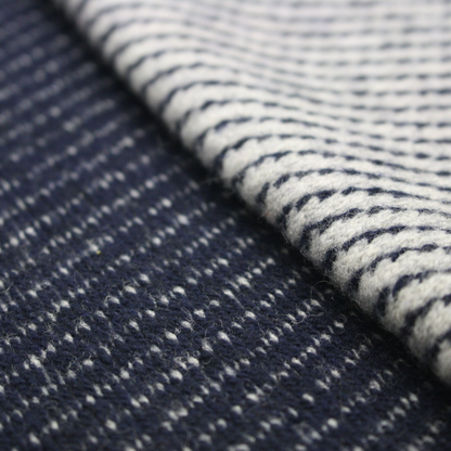 Diagonal stripe knitted cashmere scarf in Voyager Blue Grey with soft, cozy texture from Start2Finish.