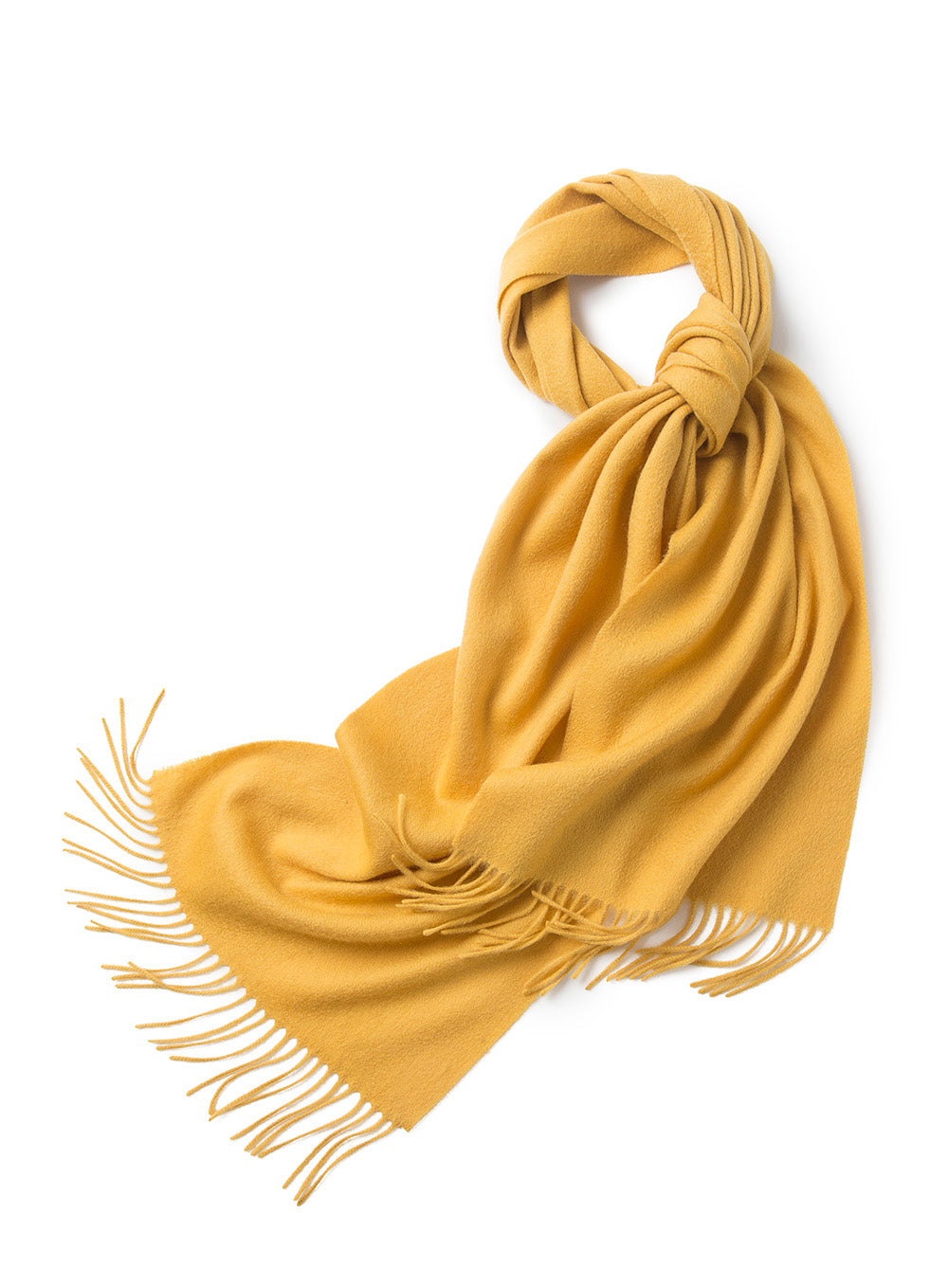 Start2Finish yellow woven lambswool scarf with plain design, soft and warm apparel accessory for cold weather.