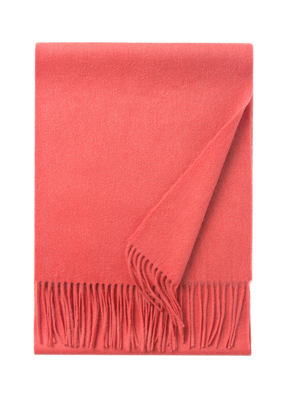 Start2Finish lambswool woven scarf in plain lobster color, showcasing soft, textured fabric and classic design.