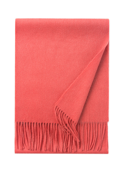 Start2Finish lambswool woven scarf in plain lobster color, showcasing soft, textured fabric and classic design.