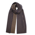 Start2Finish camel and blue houndstooth knitted cashmere scarf with fringe detailing, showcasing soft, cozy apparel.