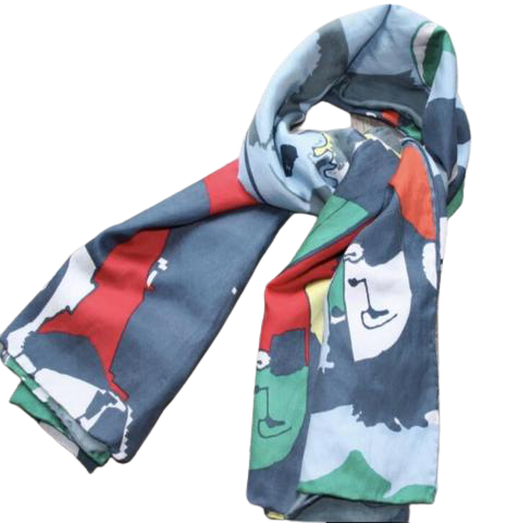 Cotton silk printed Bryce scarf by Start2Finish, showcasing vibrant floral patterns and lightweight, soft fabric.