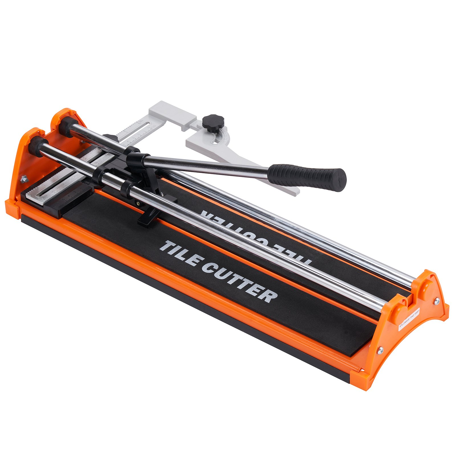 Start2Finish VEVOR 17-inch manual tile cutter with tungsten carbide wheel, infrared guide, anti-skid feet, and double rails for precise cuts.