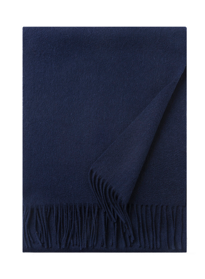 Navy Lambswool Scarf by Start2Finish, woven plain design, showing soft, warm fabric and classic style for apparel.