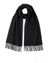 Black cashmere scarf by Start2Finish, woven plain design, soft and cozy apparel accessory for winter warmth.
