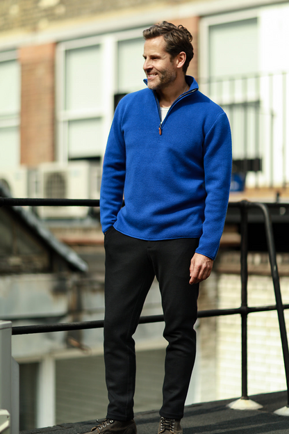 Start2Finish cashmere golf sweater with half-zip, fully lined in soft, luxurious material, ideal for cold weather golf outings.
