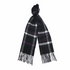 Start2Finish black, grey, and purple cashmere woven check scarf featuring a soft, stylish apparel accessory with a plaid pattern.