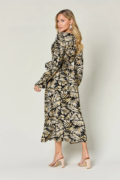 Pear Daisy Double Take full size tie-back flounce sleeve dress, stylish home and garden decor with a vibrant pattern.