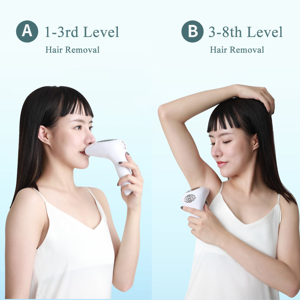 Maroon Asteria hair removal laser epilator for permanent photoepilation, showing the sleek device with treatment heads and controls.