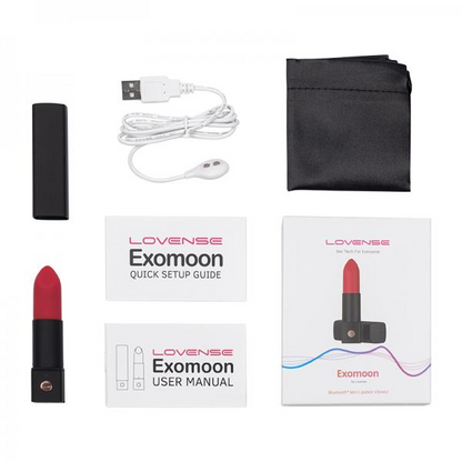 Start2Finish Lovense Exomoon app-compatible lipstick vibrator, sleek adult toy with a smooth pink finish and compact design.