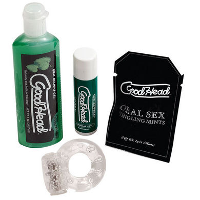 Start2Finish Goodhead Kit For Him adult product with multi-colored accessories, designed for personal pleasure and intimate use.