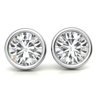 3.00 CTW lab-grown diamond bezel martini stud earrings in 14K white or yellow gold, showcasing sparkling diamonds and sleek setting