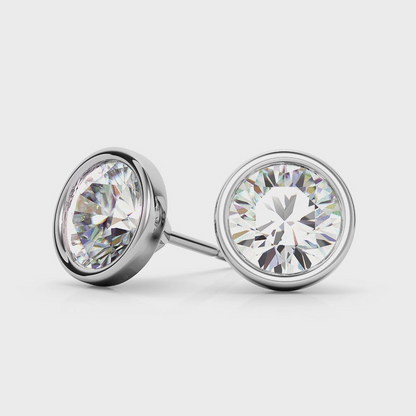 Start2Finish 3.00 CTW lab-grown diamond bezel martini stud earrings in 14K white or yellow gold, showcasing sparkling diamond settings.