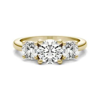 Start2Finish 3 CTW AGI Certified Lab Grown Diamond three-stone engagement ring in 14K gold featuring G-VS clarity.