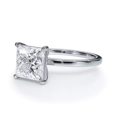 2.00 CTW AGI Certified Lab Grown Diamond Solitaire Engagement Ring in 14K white gold with G-VS clarity, featuring a prominent central diamond.