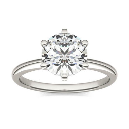 14K white gold solitaire engagement ring with 2.00 CTW AGI certified lab-grown diamond, G-VS clarity, elegant jewelry piece