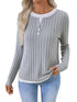 Women’s burgundy long sleeve ribbed T-shirt with round neck and black knit mock two-piece top, from Start2Finish.