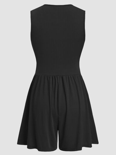 Taupe Oliver Munsieur Ruched Plunge Romper, a luxury sleeveless women&