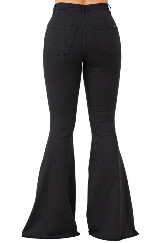Jade Icarus Angela bell bottom jeans with 34-inch inseam, featuring a high-waist fit and classic denim style.