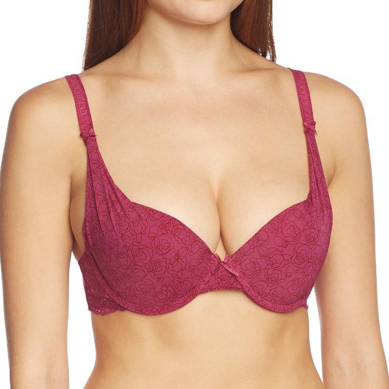 Lime Lucy Sassa Fuchsia deep plunge push-up bra with lace detail, lingerie and underwear, designed for a flattering fit.