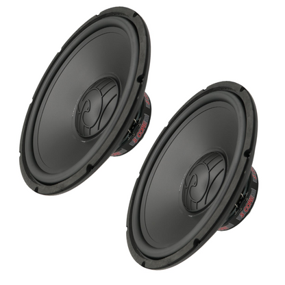Pair of 15-inch Start2Finish 1000W automotive car woofers with deep bass, 4-ohm impedance, designed for high-performance audio systems.