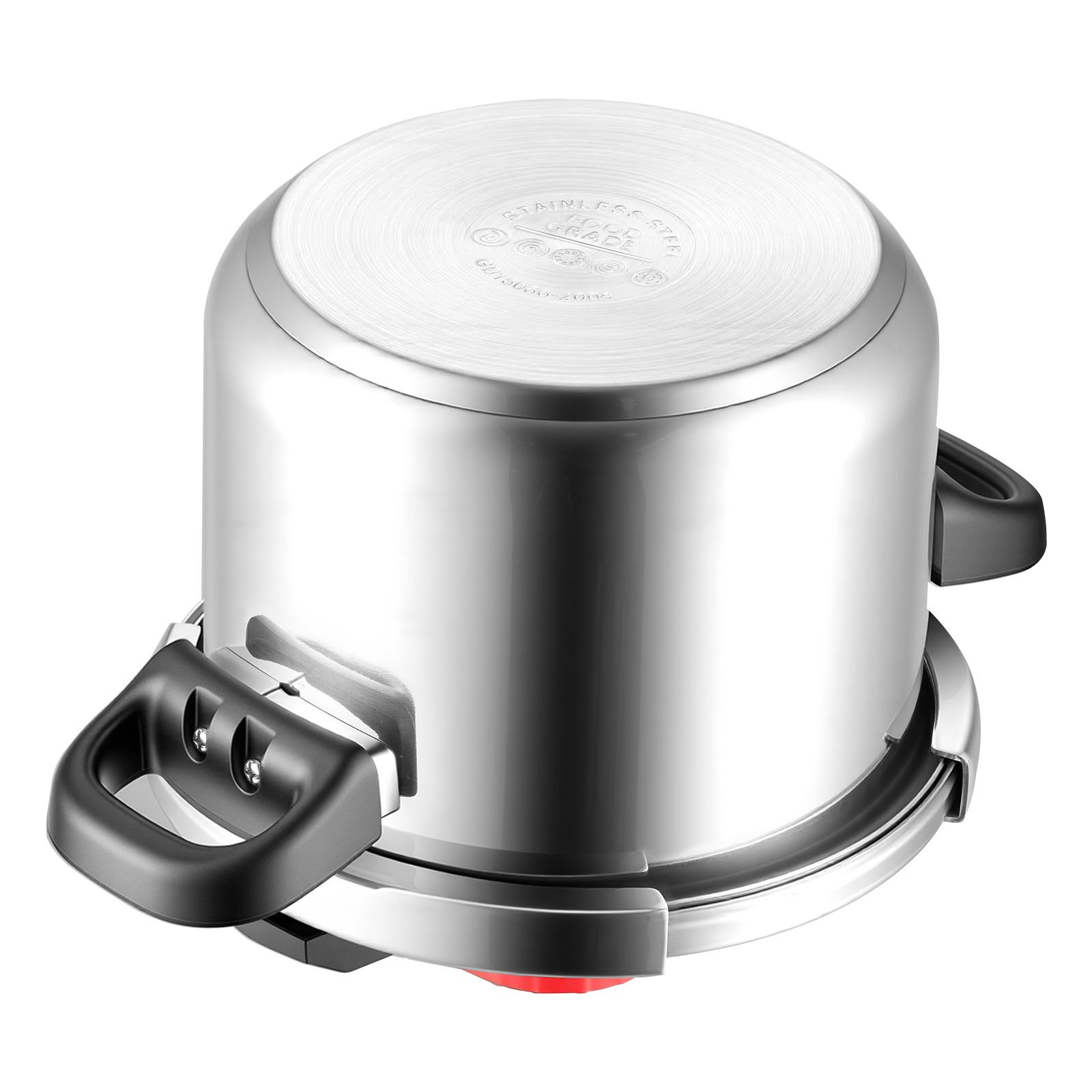 Start2Finish VEVOR 6.3Qt stainless steel pressure cooker with glass lid, steaming rack, three pressure settings for versatile cooking.