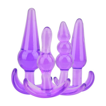Loving Joy Butt Plug Training Kit in purple by Start2Finish, featuring various sizes for beginner to experienced anal play.