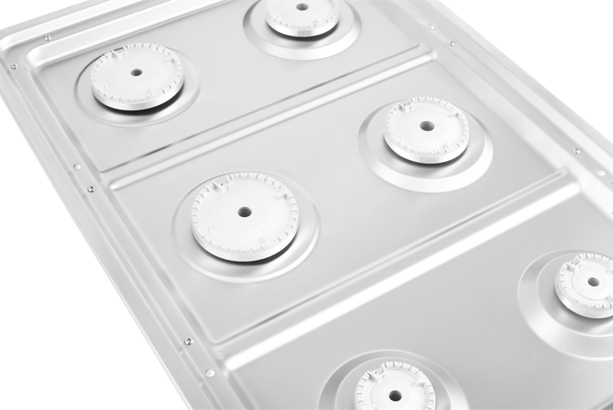 Empava 36-inch built-in gas cooktop with four burners, stainless steel surface, and control knobs for precise cooking.