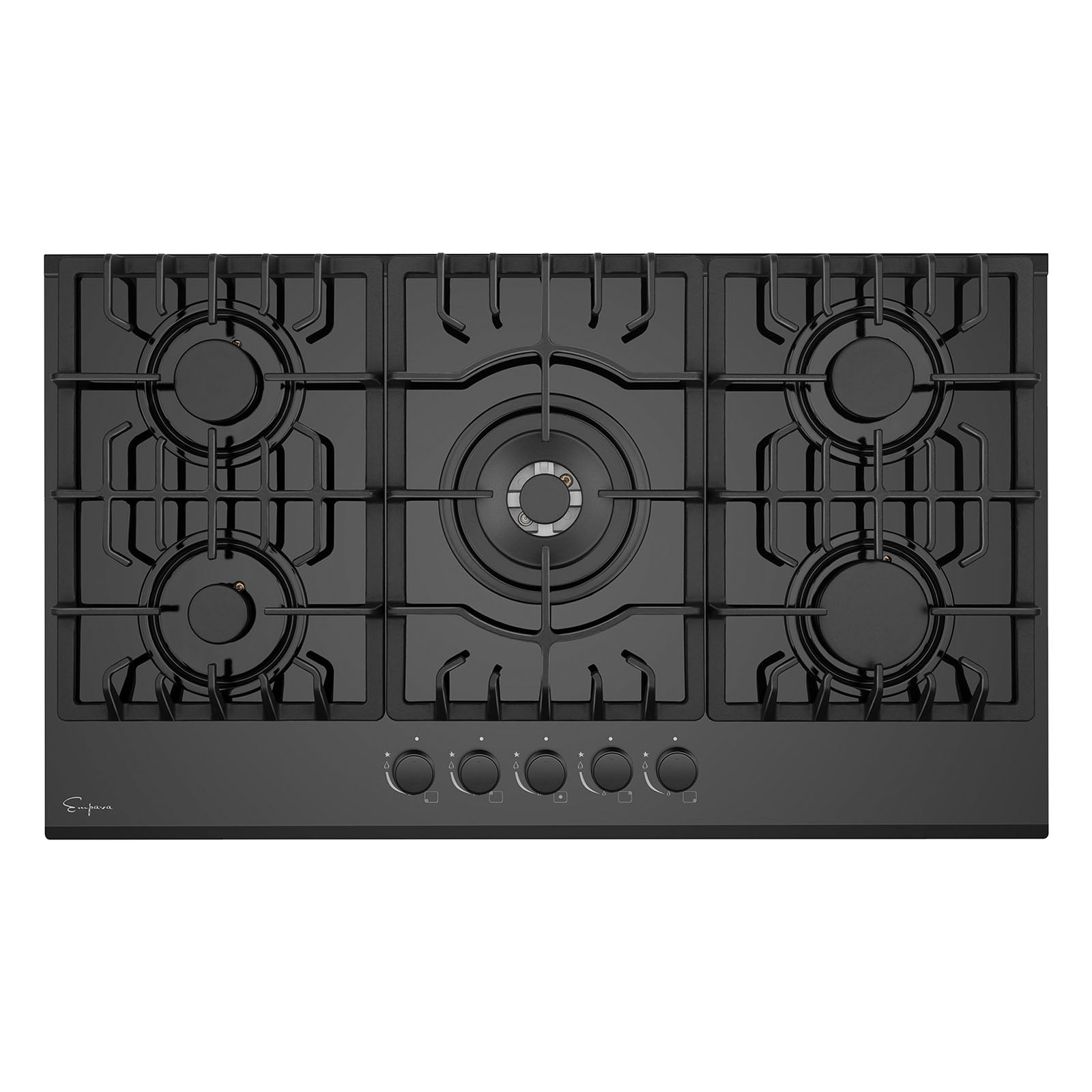 Empava 36-inch built-in gas cooktop with four burners and control knobs, designed for modern kitchen appliances.