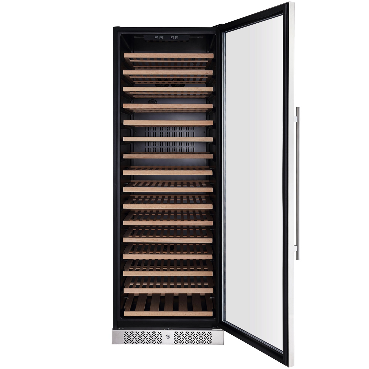Start2Finish Empava WC07S 70-inch tall wine cooler with glass door and stainless steel frame, designed for wine storage.