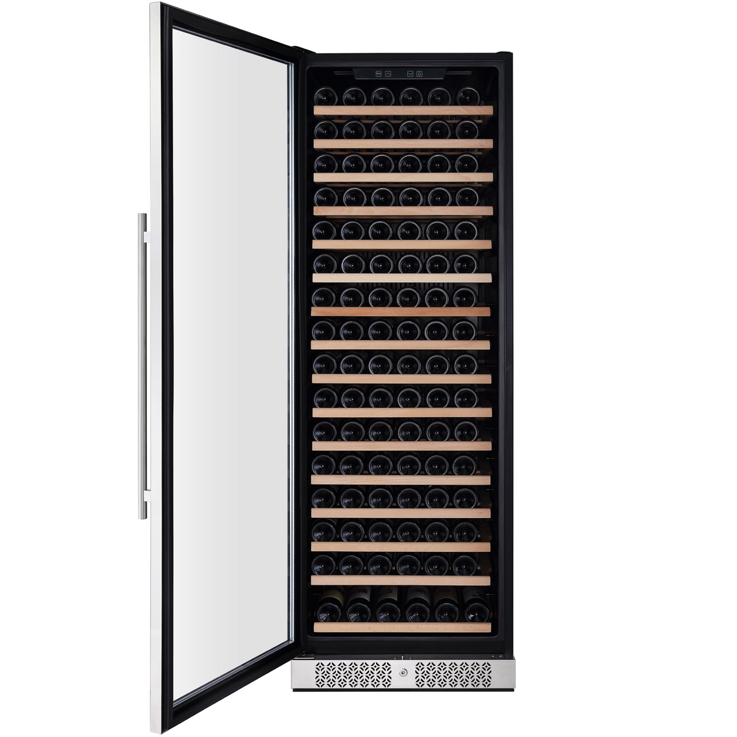 Start2Finish Empava WC07S wine cooler 70-inch tall wine fridge with glass door and digital display, designed for optimal wine storage.