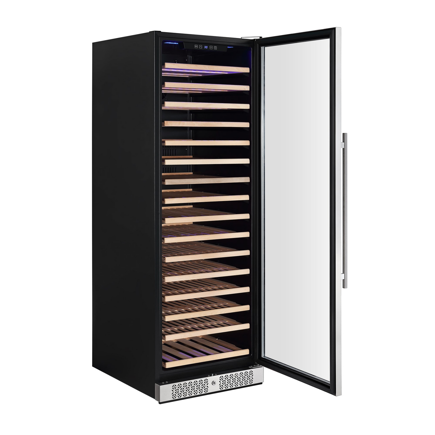 Empava WC07S 70-inch tall wine cooler by Start2Finish, sleek appliance with glass door and wine storage racks.