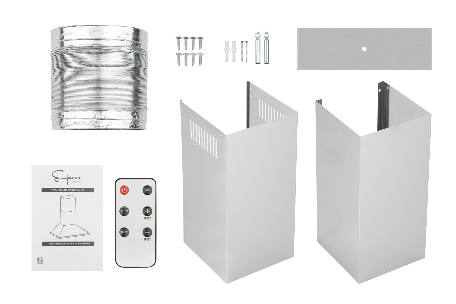 Empava 36-inch ducted wall mount range hood with 380 CFM fan, stainless steel finish, and modern appliance design.