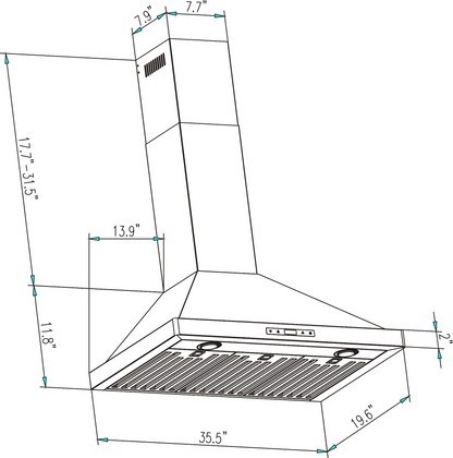 Start2Finish Empava 36-inch wall mount range hood with 380 CFM ducted ventilation and modern stainless steel finish.