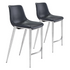 Magnus counter stools set of 2 by Start2Finish, black and silver metal furniture with padded seats and footrests.