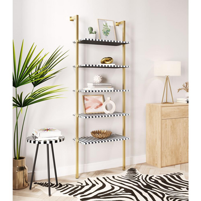 Multicolor zebra-shaped furniture shelf by Start2Finish, featuring vibrant colors and playful design for stylish storage.
