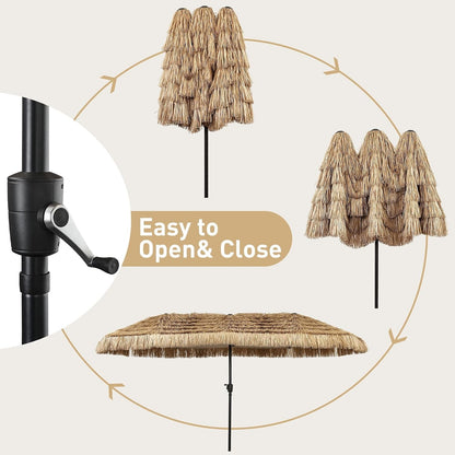 13Ft Waterproof Thatch Tiki Terrace Outdoor Umbrella