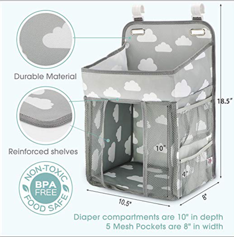 Maroon Asteria portable baby crib organizer hanging bag with multiple compartments for baby&