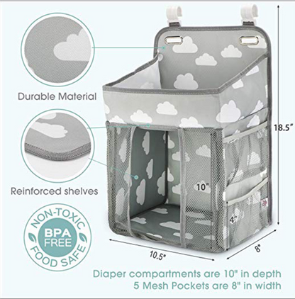 Maroon Asteria portable baby crib organizer hanging bag with multiple compartments for baby&