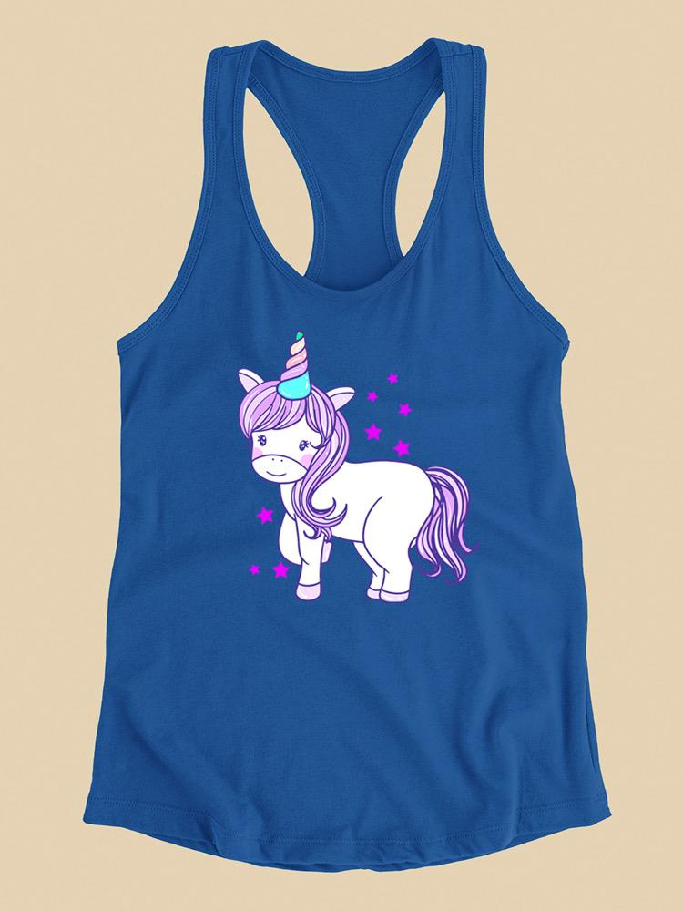 Baby unicorn racerback tank top by Start2Finish with colorful unicorn design on soft apparel fabric.