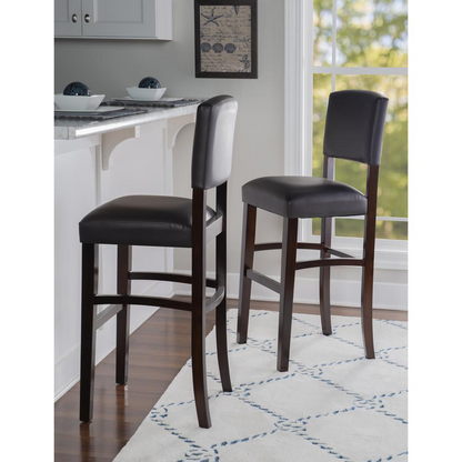 Start2Finish Monaco Bar Stool in espresso finish, featuring a sleek wooden seat and sturdy metal frame for modern kitchen or bar area