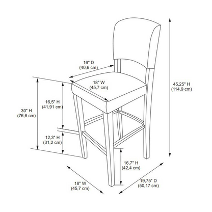 Start2Finish Monaco Bar Stool in espresso finish, modern furniture with a sleek wooden seat and sturdy metal frame.