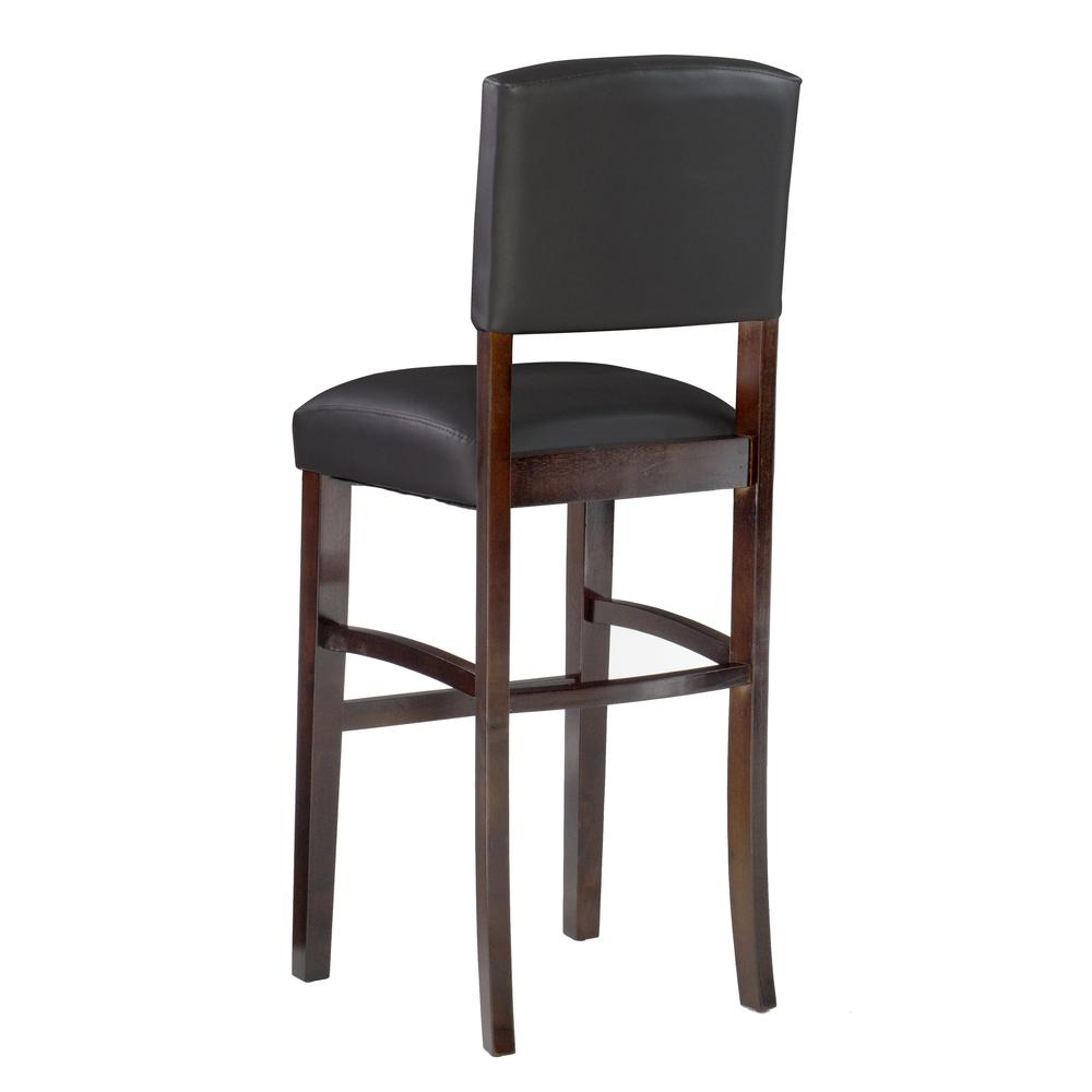 Start2Finish Monaco Bar Stool in espresso finish, modern furniture with a sleek wooden seat and sturdy metal legs.
